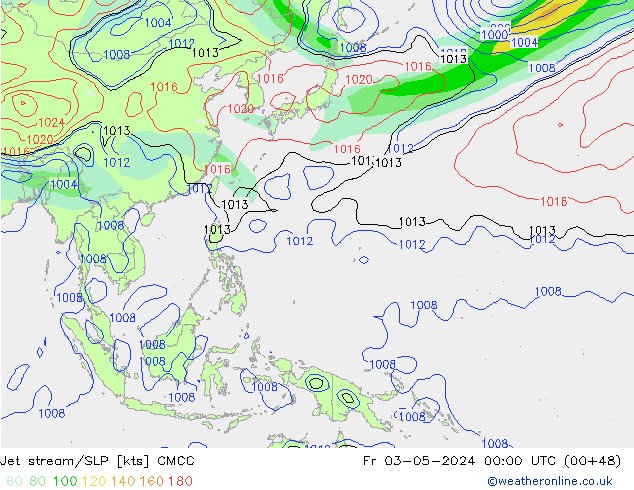 Jet stream/SLP CMCC Fr 03.05.2024 00 UTC