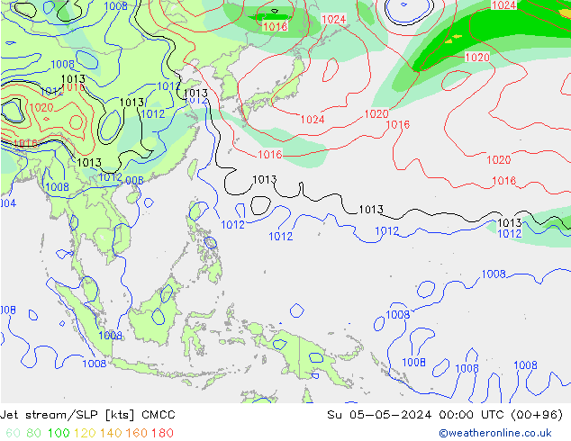 Jet stream/SLP CMCC Su 05.05.2024 00 UTC