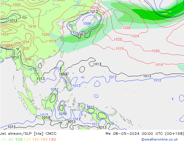 Prąd strumieniowy CMCC śro. 08.05.2024 00 UTC