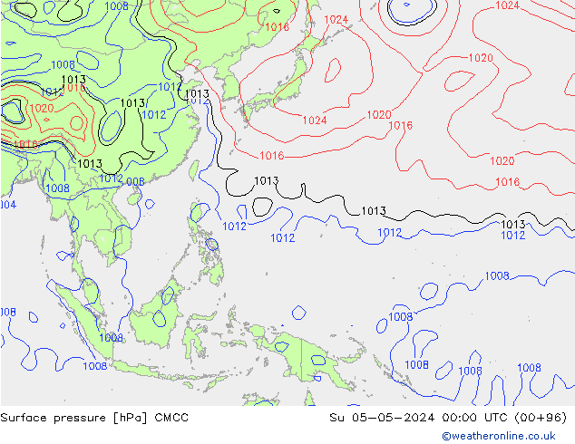 Luchtdruk (Grond) CMCC zo 05.05.2024 00 UTC