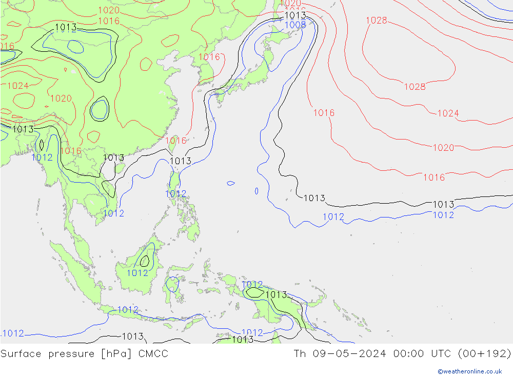 Surface pressure CMCC Th 09.05.2024 00 UTC