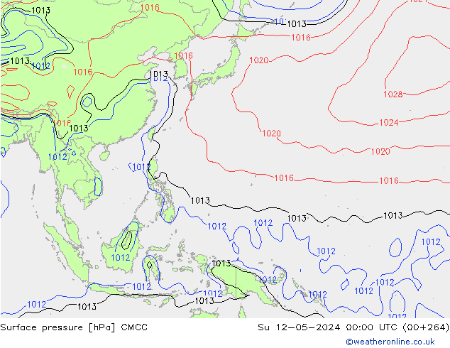 Pressione al suolo CMCC dom 12.05.2024 00 UTC