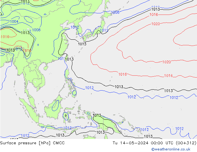 Atmosférický tlak CMCC Út 14.05.2024 00 UTC