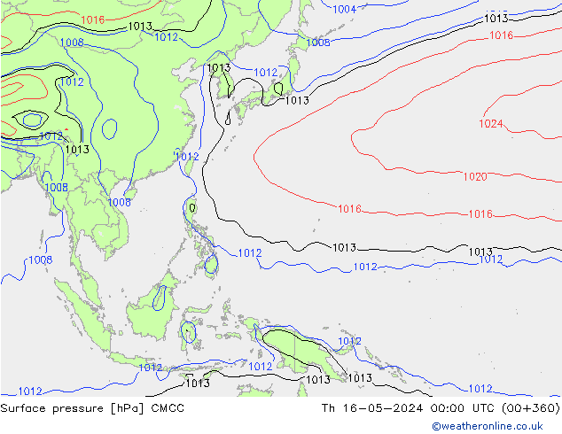 Surface pressure CMCC Th 16.05.2024 00 UTC