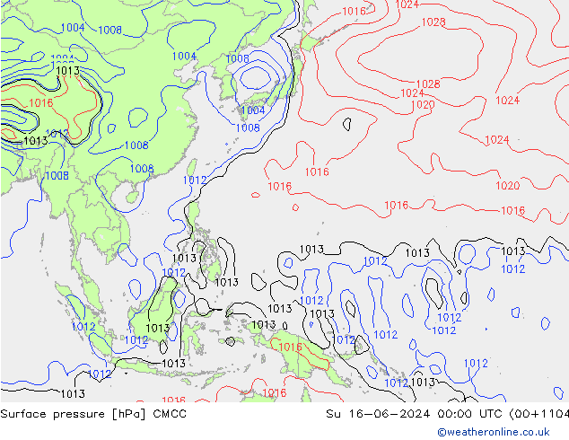 Luchtdruk (Grond) CMCC zo 16.06.2024 00 UTC