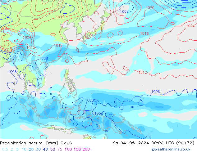 Précipitation accum. CMCC sam 04.05.2024 00 UTC