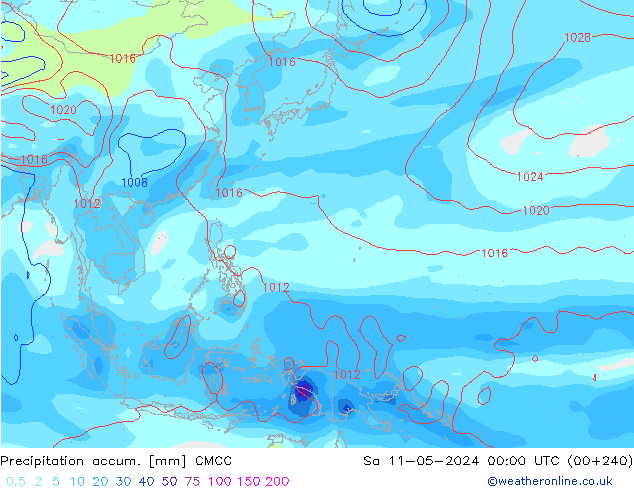 Précipitation accum. CMCC sam 11.05.2024 00 UTC