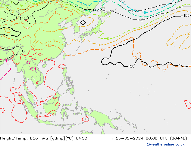 Yükseklik/Sıc. 850 hPa CMCC Cu 03.05.2024 00 UTC