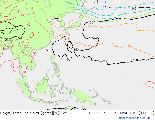 Géop./Temp. 850 hPa CMCC mar 07.05.2024 00 UTC
