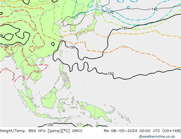 Height/Temp. 850 hPa CMCC Mi 08.05.2024 00 UTC