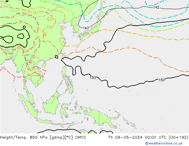 Hoogte/Temp. 850 hPa CMCC do 09.05.2024 00 UTC