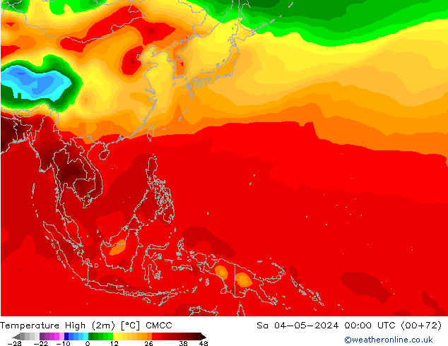 Temperatura máx. (2m) CMCC sáb 04.05.2024 00 UTC