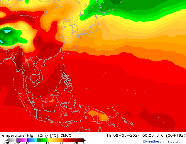 Темпер. макс 2т CMCC чт 09.05.2024 00 UTC