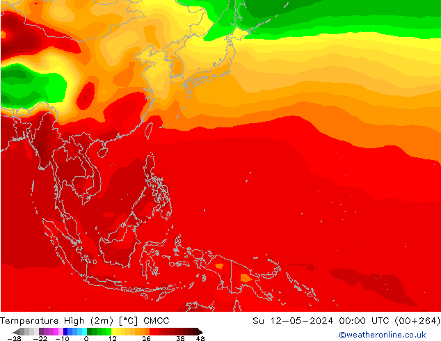 Temperature High (2m) CMCC Su 12.05.2024 00 UTC