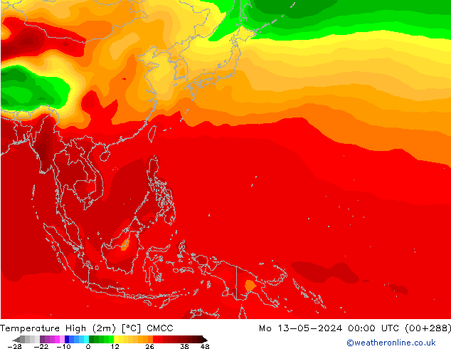 Temperature High (2m) CMCC Mo 13.05.2024 00 UTC