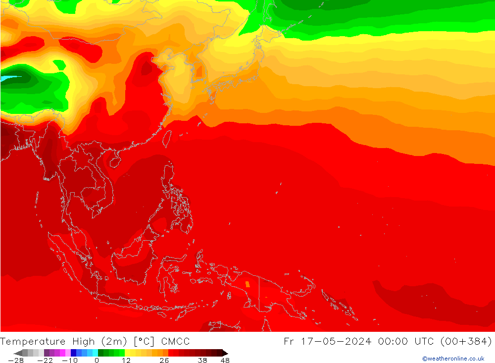 Temperature High (2m) CMCC Fr 17.05.2024 00 UTC