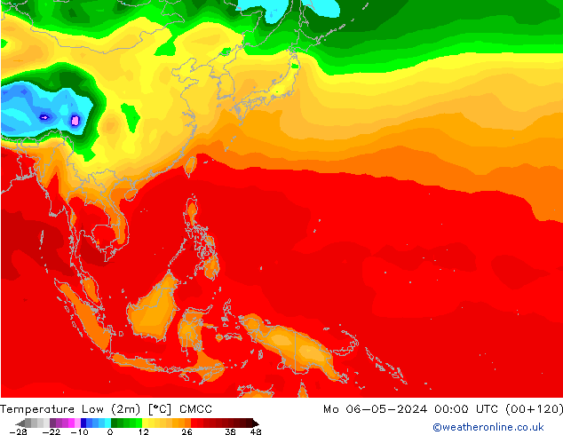 Nejnižší teplota (2m) CMCC Po 06.05.2024 00 UTC