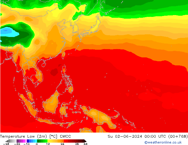 Temperature Low (2m) CMCC Su 02.06.2024 00 UTC