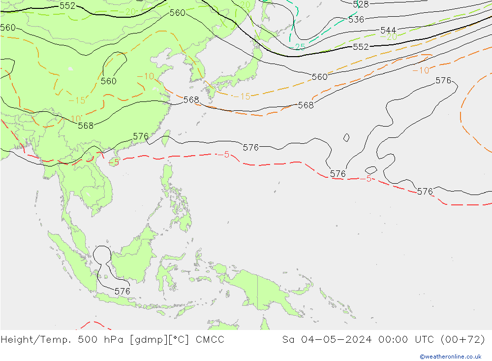 Height/Temp. 500 гПа CMCC сб 04.05.2024 00 UTC