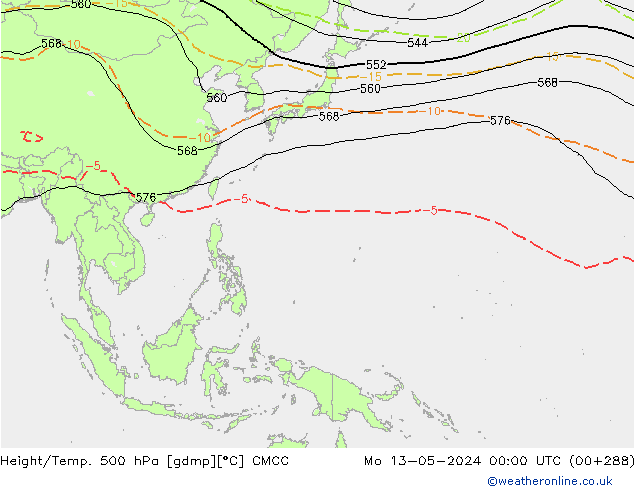 Height/Temp. 500 hPa CMCC  13.05.2024 00 UTC