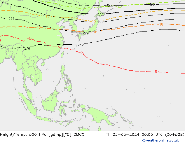 Height/Temp. 500 hPa CMCC Th 23.05.2024 00 UTC