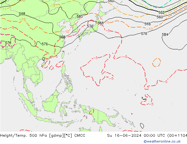 Hoogte/Temp. 500 hPa CMCC zo 16.06.2024 00 UTC