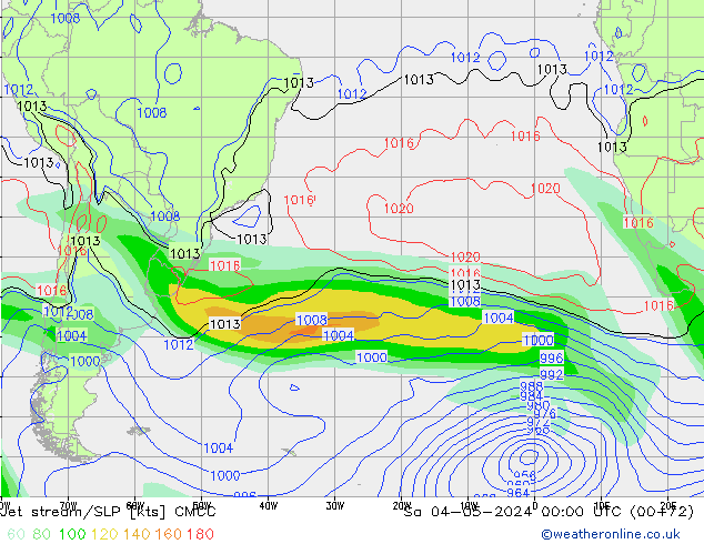 Jet stream/SLP CMCC Sa 04.05.2024 00 UTC