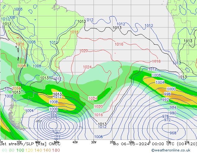 Jet stream/SLP CMCC Mo 06.05.2024 00 UTC