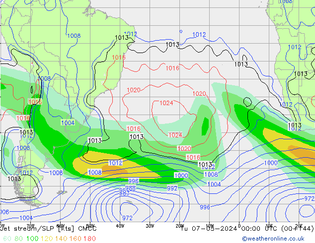 Jet stream CMCC Ter 07.05.2024 00 UTC