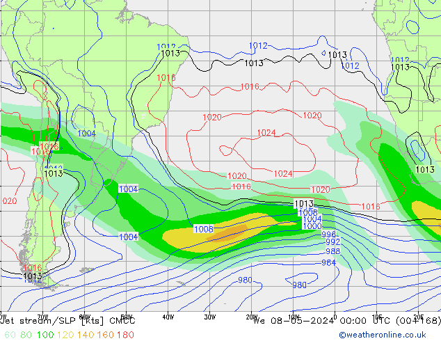 Jet stream/SLP CMCC We 08.05.2024 00 UTC