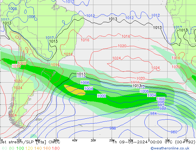 Jet stream/SLP CMCC Th 09.05.2024 00 UTC