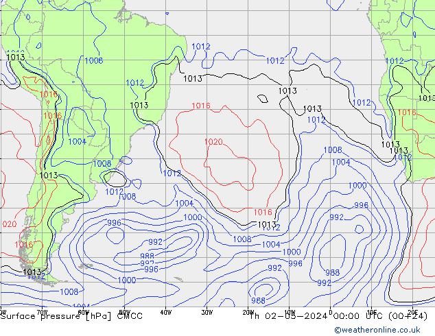 Surface pressure CMCC Th 02.05.2024 00 UTC