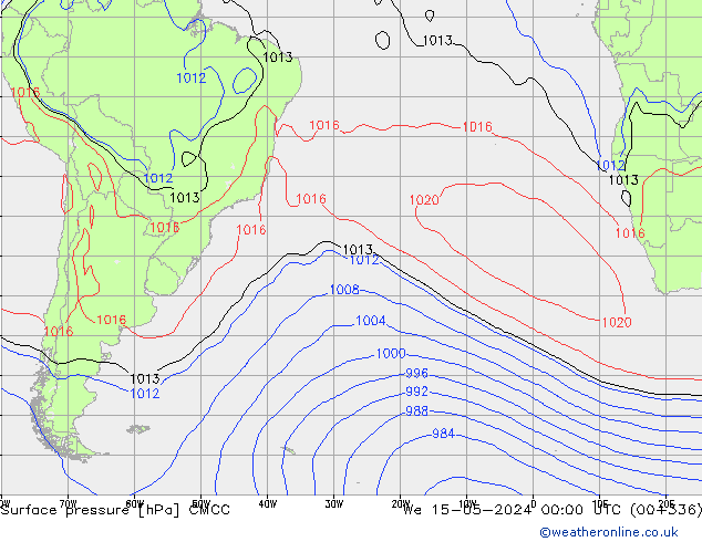 pressão do solo CMCC Qua 15.05.2024 00 UTC