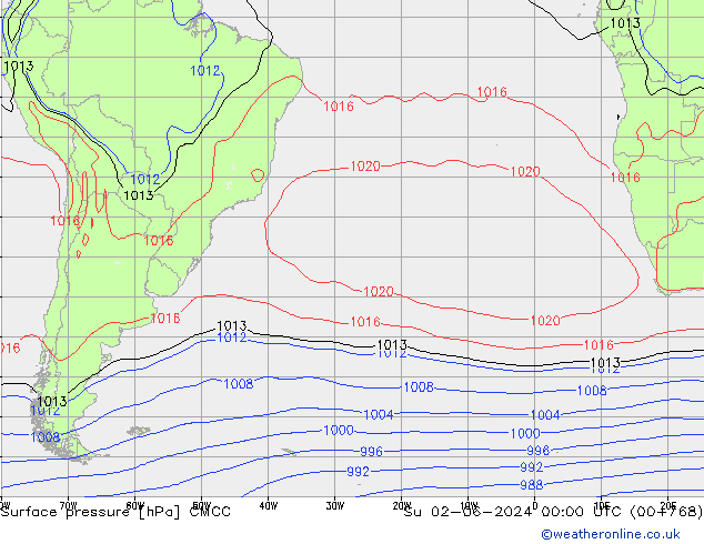 Pressione al suolo CMCC dom 02.06.2024 00 UTC