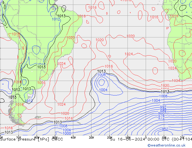 Atmosférický tlak CMCC Ne 16.06.2024 00 UTC