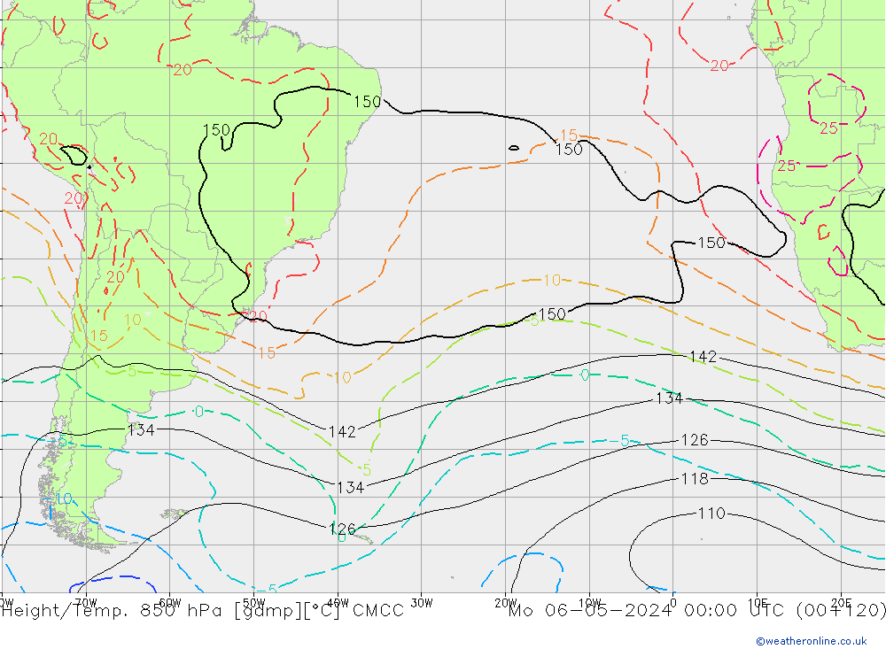 Geop./Temp. 850 hPa CMCC lun 06.05.2024 00 UTC