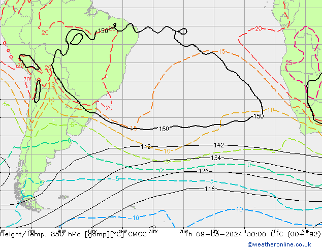 Height/Temp. 850 гПа CMCC чт 09.05.2024 00 UTC