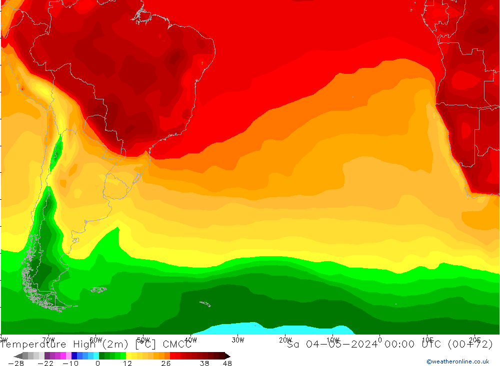 Temperature High (2m) CMCC Sa 04.05.2024 00 UTC