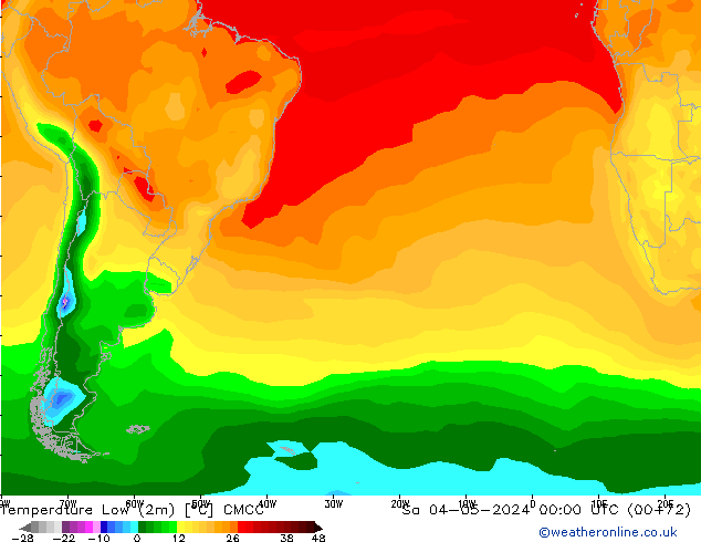 Temperature Low (2m) CMCC Sa 04.05.2024 00 UTC