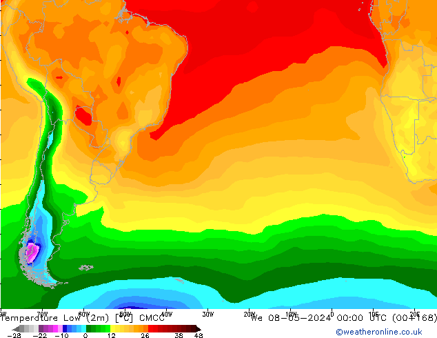 Min. Temperatura (2m) CMCC śro. 08.05.2024 00 UTC