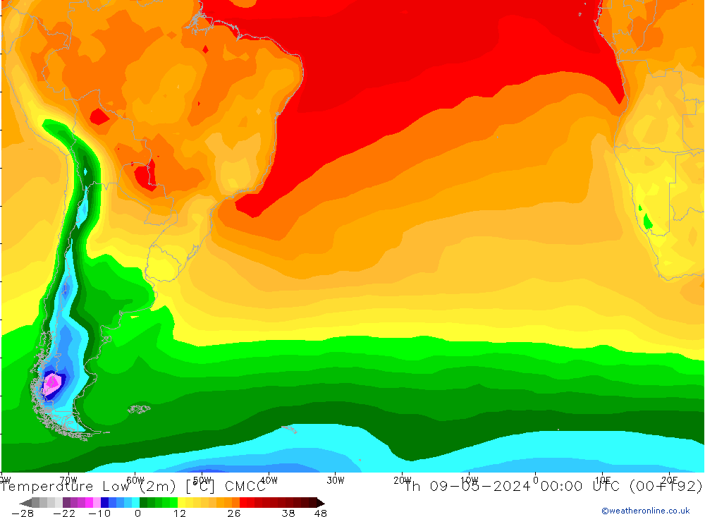 Min.temperatuur (2m) CMCC do 09.05.2024 00 UTC