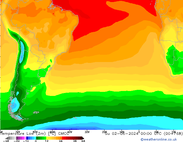 Temperature Low (2m) CMCC Su 02.06.2024 00 UTC