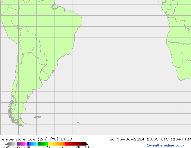Nejnižší teplota (2m) CMCC Ne 16.06.2024 00 UTC