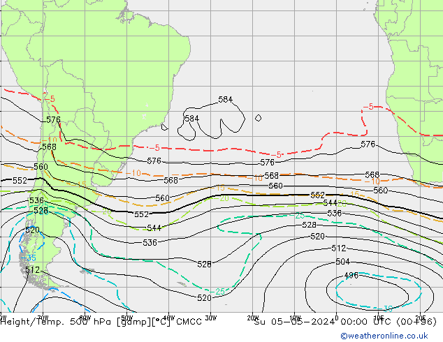 Height/Temp. 500 hPa CMCC Su 05.05.2024 00 UTC