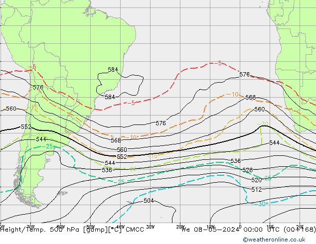 Height/Temp. 500 hPa CMCC St 08.05.2024 00 UTC