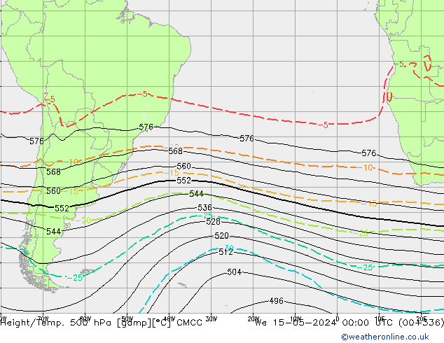 Height/Temp. 500 hPa CMCC St 15.05.2024 00 UTC