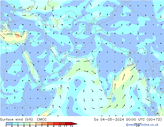 Wind 10 m (bft) CMCC za 04.05.2024 00 UTC