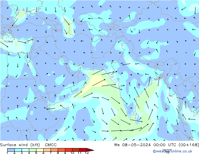 Surface wind (bft) CMCC We 08.05.2024 00 UTC