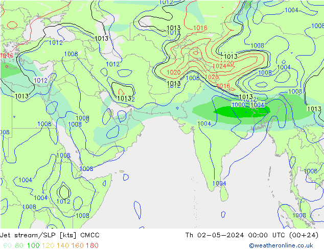 高速氣流/地面气压 CMCC 星期四 02.05.2024 00 UTC