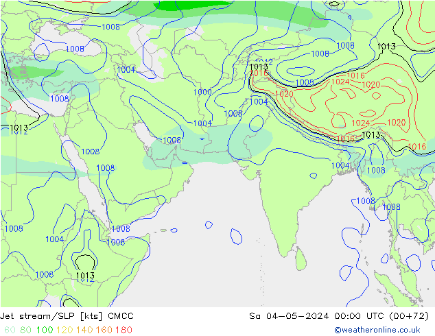 Jet stream CMCC Sáb 04.05.2024 00 UTC